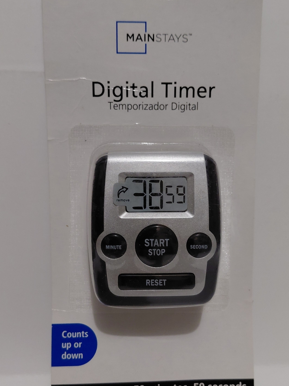 Mainstays Silver Digital Timer - LCD Countdown. Lot Of 2. New.